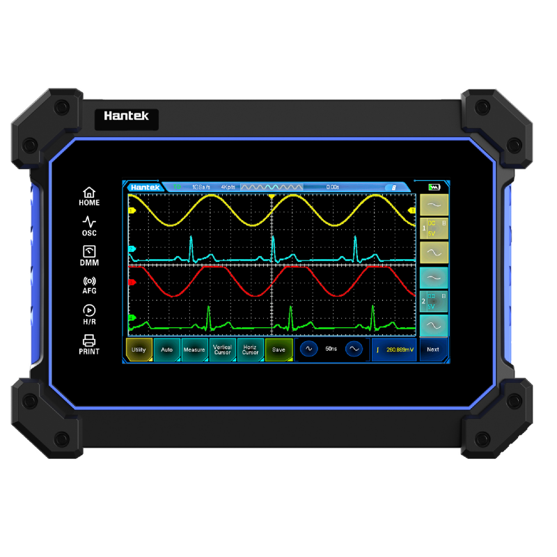 Hantek TO1204D Osciloscópio de toque portátil 4 canais / 200MHZ com .