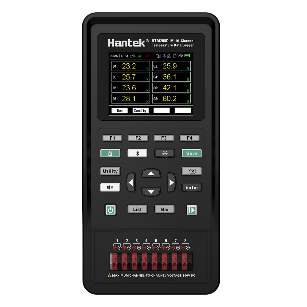 Hantek HTM208C Registador de temperatura 8 canais (Bluetooth + SDCard) Hantek HTM208C Registador de temperatura 8 canais (Bluetooth + SDCard)